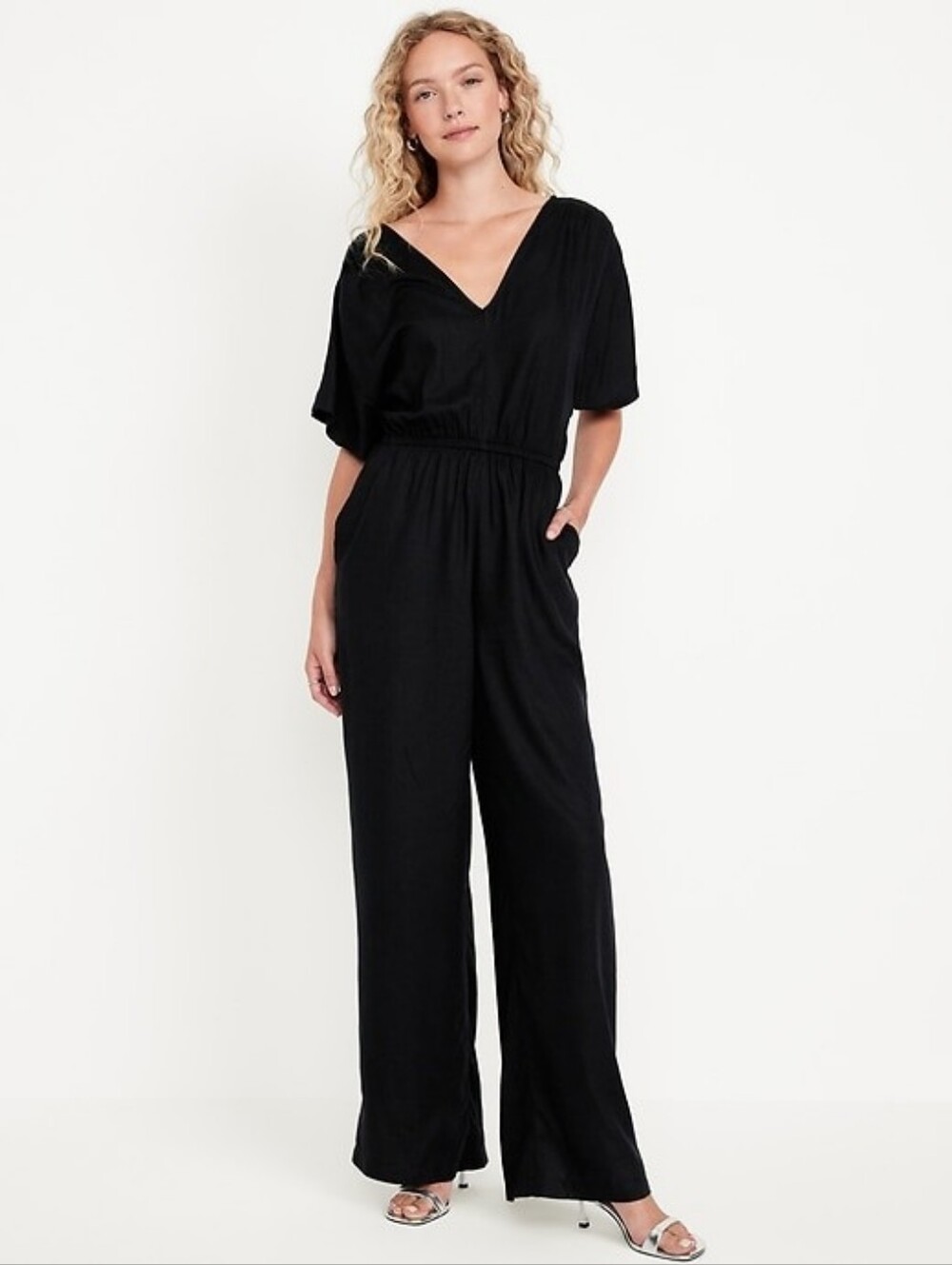 NWT! Old Navy Black V-Neck Wide-Leg Jumpsuit - Picture 1 of 6